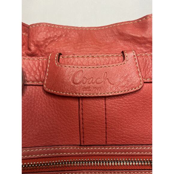 Coach Penelope 13160 Satchel In Red Pebbled Leather Shoulder Bag - Picture 3 of 11